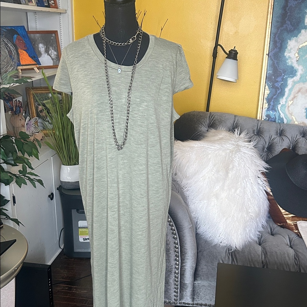 Jessica Simpson Olive Green Tunic Dress with side splits - Picture 6 of 7